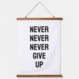 Nooit Nooit Nooit Opgeven Churchill B&W Citaat Hangend Wandkleed