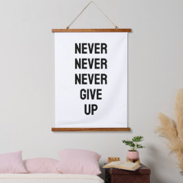 Nooit Nooit Nooit Opgeven Churchill B&W Citaat Hangend Wandkleed