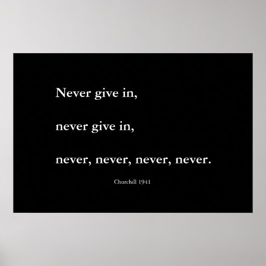 Nooit, nooit, nooit opgeven poster (Voorkant)