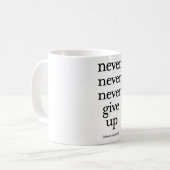 Nooit nooit opgeven koffiemok (Voorkant links)