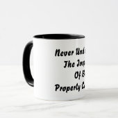 Nooit onderschatten mok (Voorkant links)