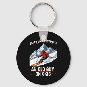 Nooit Onderschatten Ouwe Kerel Op Ski's Grappige S Sleutelhanger