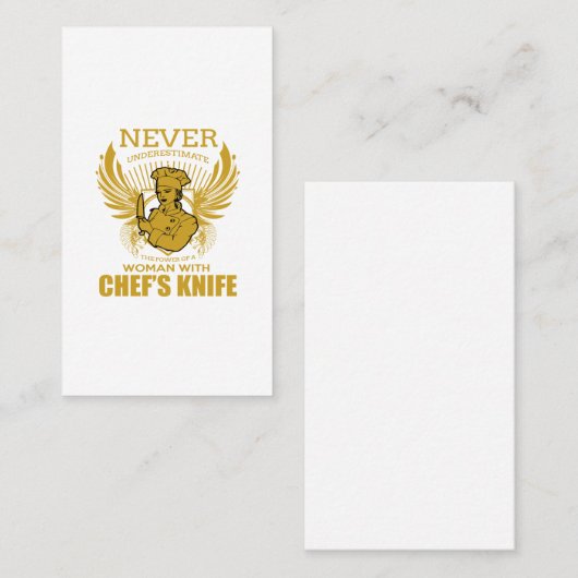 NOOIT ONDERSCHATTING VAN DE MACHT VAN VROUWEN KNIF VISITEKAARTJE (Voorkant / Achterkant)