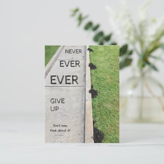 Nooit ooit opgeven. briefkaart (Staand voorkant)
