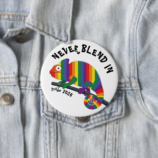 Nooit Opgaan in de Regenboog Kameleon Pride Ronde Button 4,0 Cm