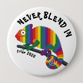 Nooit Opgaan in de Regenboog Kameleon Pride Ronde Button 4,0 Cm (Voorkant)