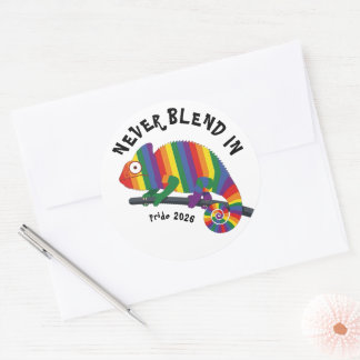 Nooit Opgaan in de Regenboog Kameleon Pride Ronde Sticker