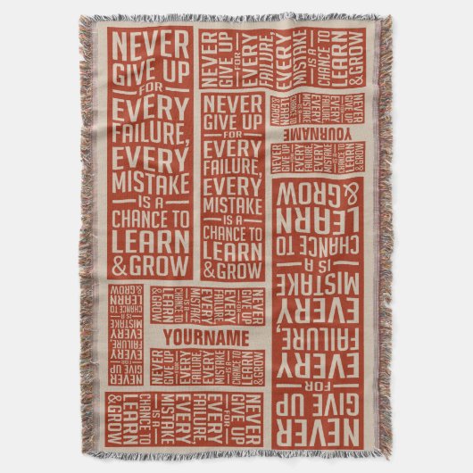 NOOIT OPGEVEN aangepaste gooi deken (Voorkant Verticaal)