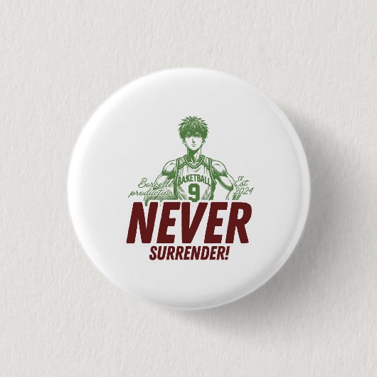 Nooit Opgeven Anime Basketbal Ronde Button 3,2 Cm (Voorkant)