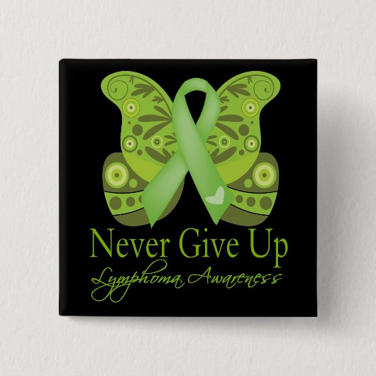 Nooit opgeven - Botervliegenlymfoom Vierkante Button 5,1 Cm (Voorkant)