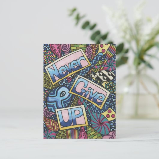 Nooit opgeven briefkaart (Staand voorkant)