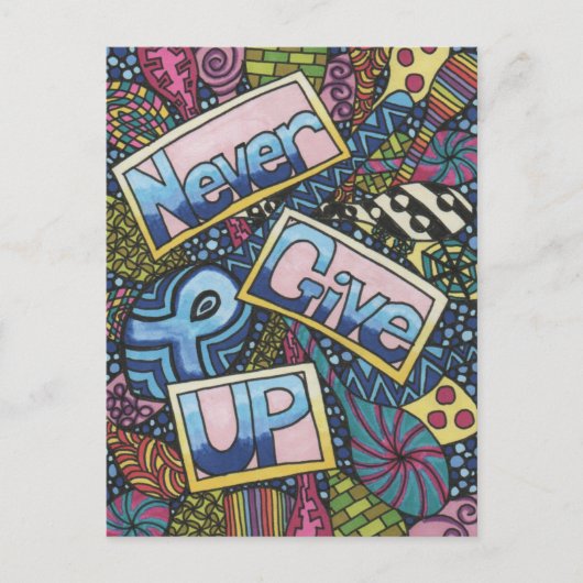 Nooit opgeven briefkaart (Voorkant)