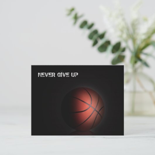 "NOOIT OPGEVEN" BRIEFKAART (Staand voorkant)