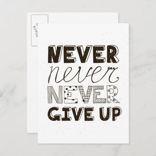 Nooit opgeven briefkaart (Voorkant / Achterkant)