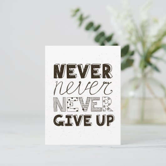 Nooit opgeven briefkaart (Staand voorkant)