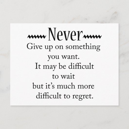 Nooit opgeven briefkaart (Voorkant)