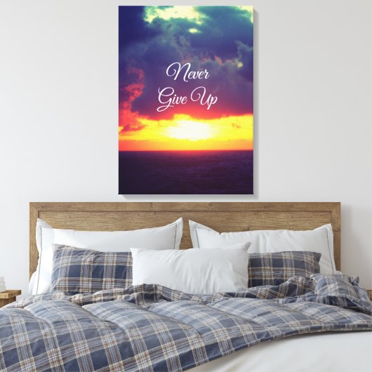 Nooit opgeven canvas afdruk (Insitu (Slaapkamer))