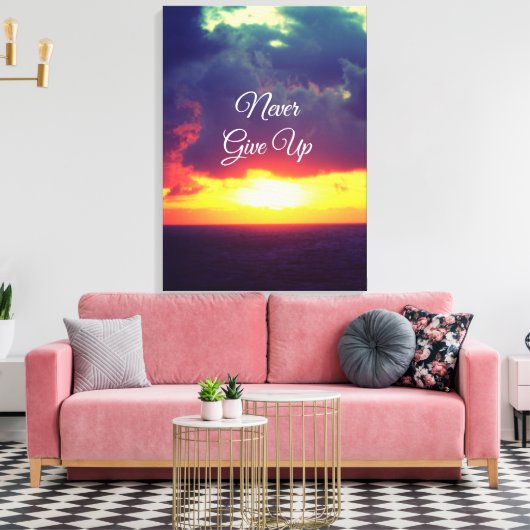 Nooit opgeven canvas afdruk (Insitu (Woonkamer))