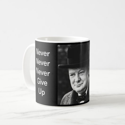 Nooit opgeven - Churchill-mok Koffiemok (Voorkant links)