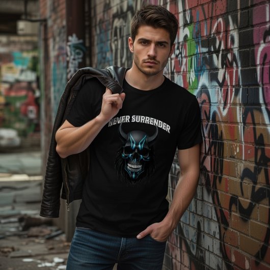 Nooit Opgeven Cyberpunk Schedel T-Shirt
