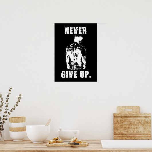 Nooit opgeven - Draaiing van gym Poster (Keuken)