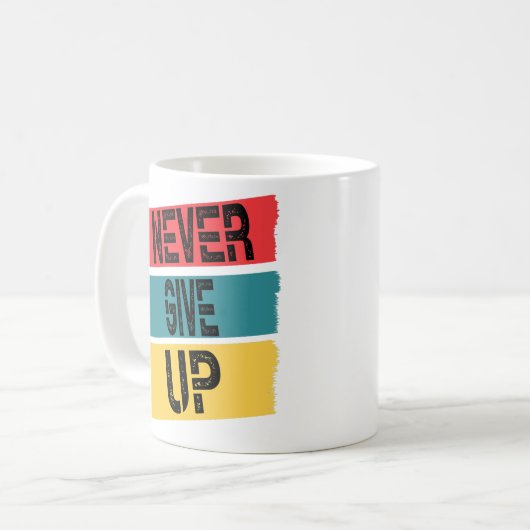 Nooit opgeven en hard werken. koffiemok (Voorkant links)