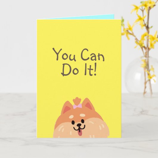 Nooit Opgeven en Knuffel Hond Kaart (Gele Bloem)