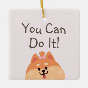 Nooit opgeven en Puppy Ceramic Ornament verbergen