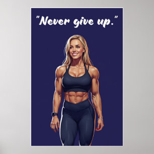 Nooit Opgeven – Fitness Motivatie Quote Poster