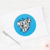 NOOIT OPGEVEN, gemotiveerde offerte Zwart & Wit Ronde Sticker (Envelop)
