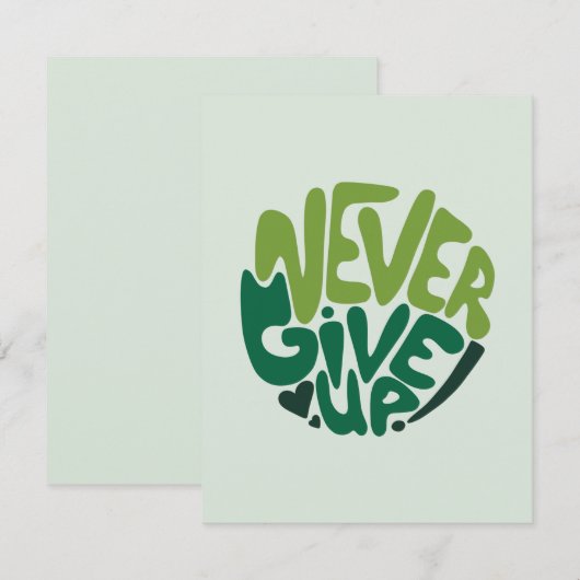 Nooit opgeven - Groene positieve handenbriefing (Voorkant / Achterkant)