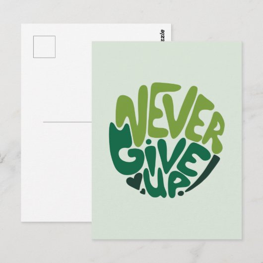 Nooit opgeven - Groene positieve handenbriefing Briefkaart (Voorkant / Achterkant)