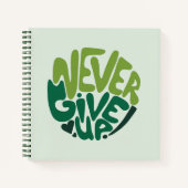 Nooit opgeven - Groene positieve handenbriefing Notitieboek (Voorkant)