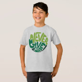 Nooit opgeven - Groene positieve handenbriefing T-shirt (Voorkant volledig)
