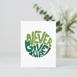 Nooit Opgeven - Groene Positieve Handlettering Briefkaart