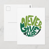 Nooit Opgeven - Groene Positieve Handlettering Briefkaart (Voorkant / Achterkant)