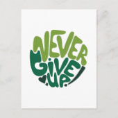Nooit Opgeven - Groene Positieve Handlettering Briefkaart (Voorkant)