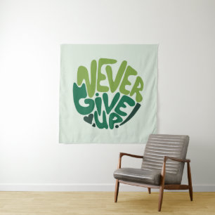 Nooit Opgeven - Groene Positieve Handlettering Wandkleed