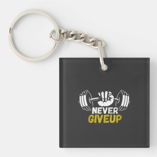 Nooit Opgeven Gymsleutelhanger Sleutelhanger (voorkant)