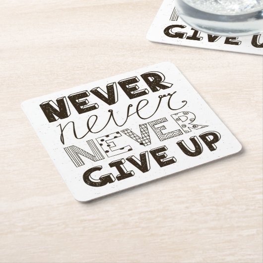 Nooit opgeven kartonnen onderzetters (Schuin)