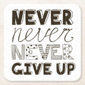 Nooit opgeven kartonnen onderzetters (Voorkant)