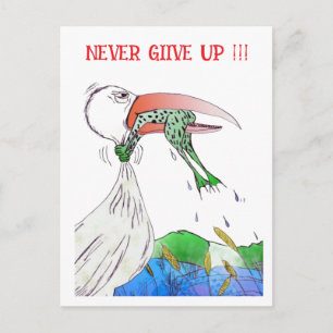 Nooit Opgeven #Kikker Wurgt Vogel Briefkaart