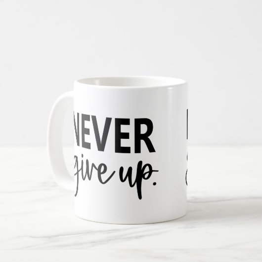 Nooit opgeven koffiemok (Voorkant links)