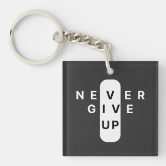 Nooit Opgeven | Moderne Minimalistische Typografie Sleutelhanger