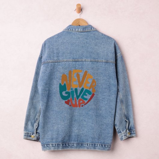 Nooit opgeven - Motivatie bericht bevestigen Denim Jacket (Hangar)