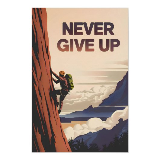 Nooit opgeven motivatie perfect poster (Voorkant)