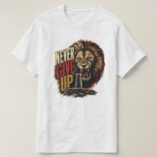 Nooit Opgeven Motiverende Muis Vs Leeuw Illustrati T-shirt