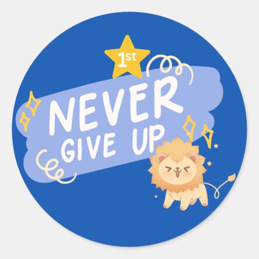 Nooit Opgeven Motiverende Sticker | Lieve Leeuw (Voorkant)