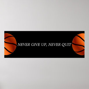 Nooit opgeven Nooit Motivatie Basketball afsluiten Poster
