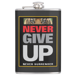 Nooit opgeven Nooit Motivatie citaat inleveren Heupfles